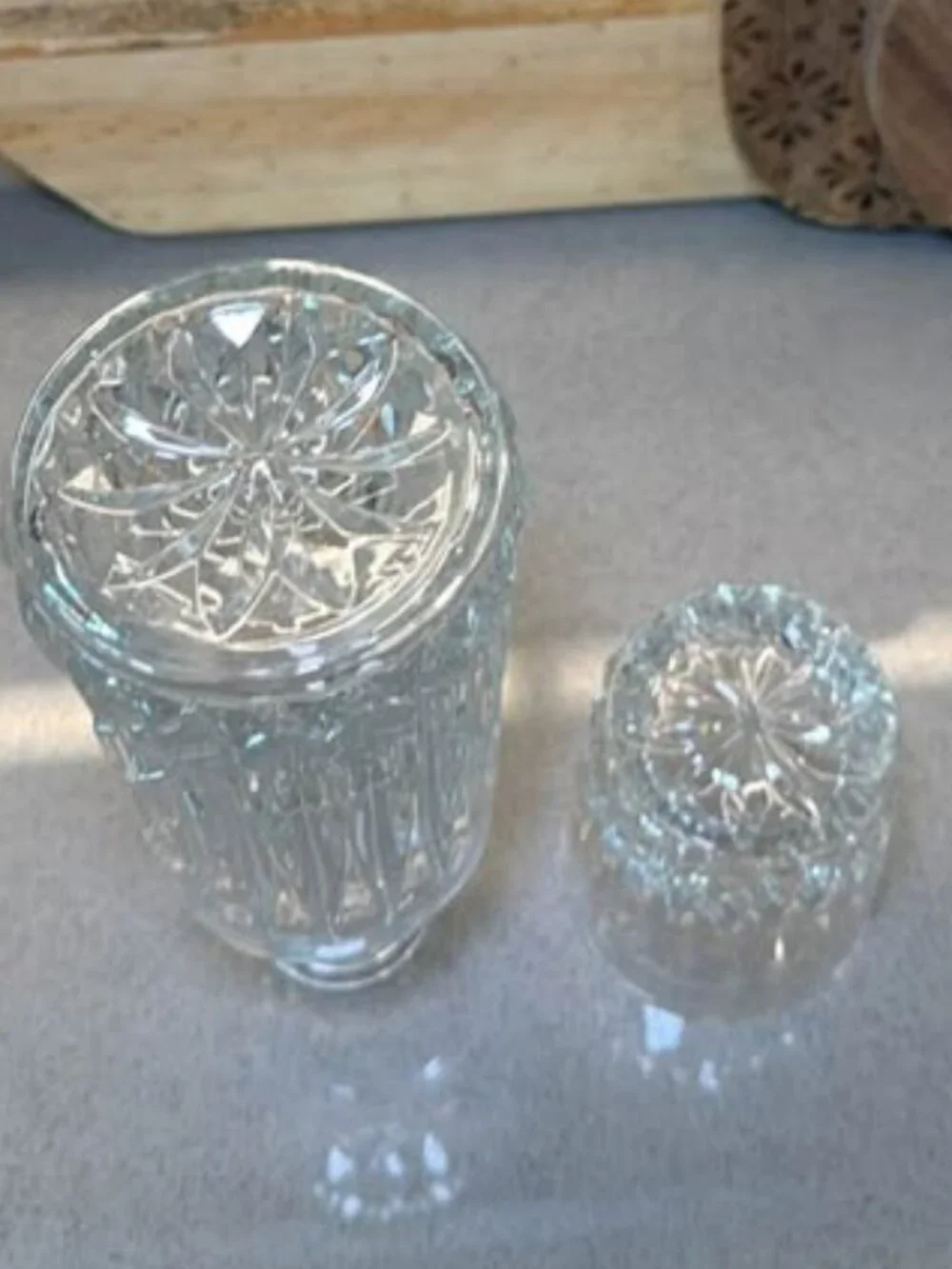 Vintage Cut Glass Bedside Water Carafe and Tumbler Set